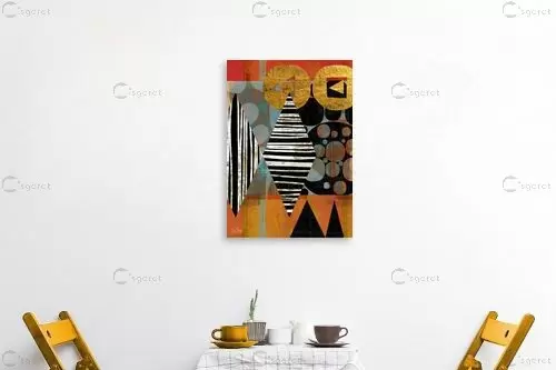 אינקה 1 - בתיה שגיא - תמונות וינטג' לסלון אבסטרקט רקעים צורות תבניות מופשטות סטים בסגנון גיאומטרי  - מק''ט: 328900
