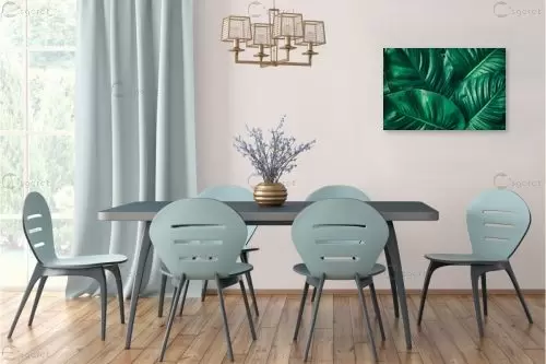 טרופי ירוק עמוק I - Artpicked Modern - סלון בסגנון מינימליסטי אבסטרקט פרחוני ובוטני סטים בסגנון מודרני  - מק''ט: 376361