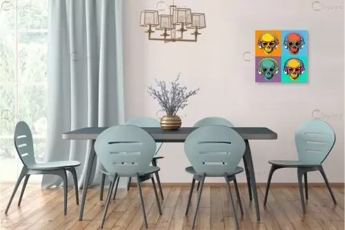 גולגולות היפסטרים - Artpicked Modern - תמונות אורבניות לסלון חדרי ילדים  - מק''ט: 376372