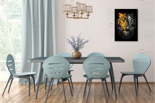נמר שחור לבן זהב – Artpicked | תמונה לקיר בסגנון מודרני