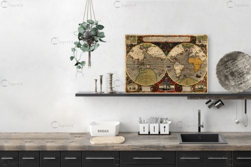 מפת עולם עתיקה - מפות העולם - מפות עתיקות  - מק''ט: 198962