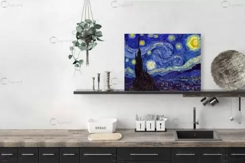 ליל כוכבים Starry night - וינסנט ואן גוך - תמונות קלאסיות לסלון ציורי שמן  - מק''ט: 226244