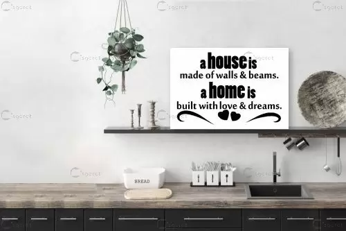 House made of walls - מסגרת עיצובים - מדבקות קיר משפטי השראה טיפוגרפיה דקורטיבית  - מק''ט: 241088