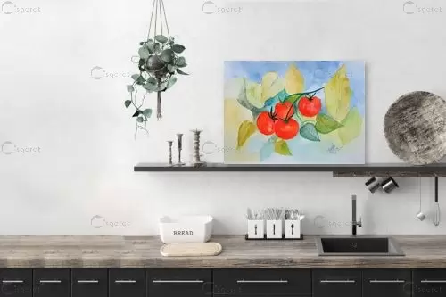 עגבניות - רינה יניב - תמונות למטבח כפרי צבעי מים  - מק''ט: 327844