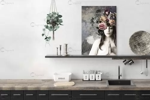 מלאכית הפרחים - בתיה שגיא - תמונות לסלון רגוע ונעים מדיה מעורבת מיקס מדיה סטים בסגנון מודרני  - מק''ט: 328882