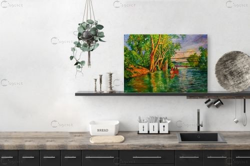 נהר הירדן – שמואל מושניק | תמונה לקיר בסגנון כפרי