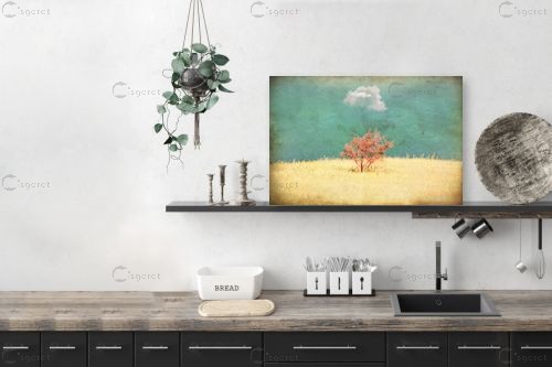 העץ הבודד והענן – משה (מוזס) בנסון | תמונה לקיר בסגנון כפרי