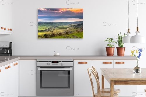 שעת הזהב בכנרת <3 – מיכאל שמידט | תמונה לקיר בסגנון כפרי