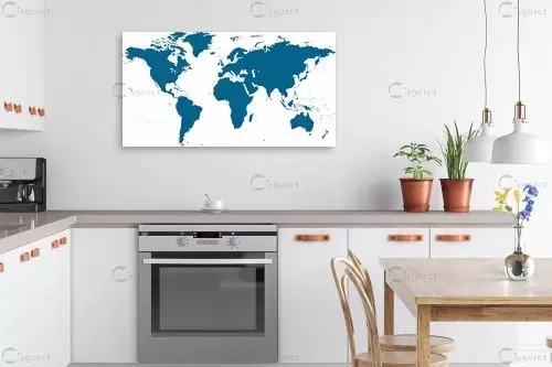 מפת עולם מעוצבת כחולה - מפות העולם - מפות מופשטות  - מק''ט: 351163