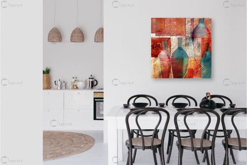 בקבוקים בכחול – נעמי פוקס משעול | תמונה לקיר בסגנון כפרי