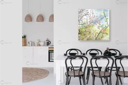 פריחת השקדייה – חיה וייט | תמונה לקיר בסגנון כפרי