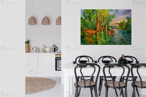 נהר הירדן – שמואל מושניק | תמונה לקיר בסגנון כפרי