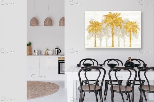 דקלים בזהב – Sue Schlabach | תמונה לקיר בסגנון מודרני