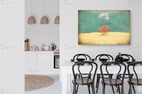 העץ הבודד והענן – משה (מוזס) בנסון | תמונה לקיר בסגנון כפרי