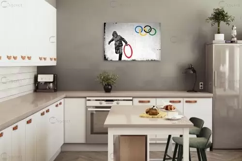 London Olimpic - בנקסי - תמונות אורבניות לסלון אומנות רחוב גרפיטי ציורי קיר  - מק''ט: 240022