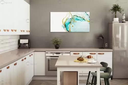 פסי זהב על ים תורכיז – Artpicked Modern | תמונה לקיר בסגנון מודרני