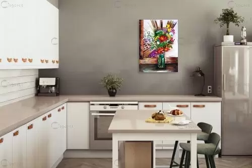 צנצנת פרחים – חיה וייט | תמונה לקיר בסגנון צבעוני