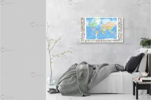 מפת העולם עם דגלים - מפות העולם -  - מק''ט: 201305
