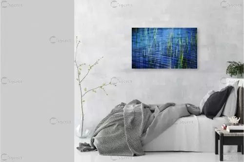 תנודות - אורית גפני - חדר שינה כחול עמוק נוף וטבע מופשט תמונות בחלקים  - מק''ט: 270472