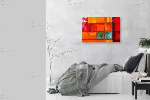 אדום בריבוע - איש גורדון - תמונות בסגנון גיאומטרי אבסטרקט מופשט מודרני  - מק''ט: 308121