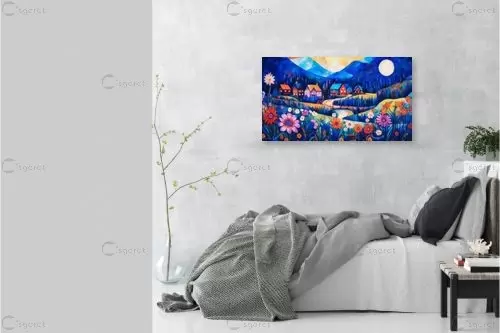 ירח מעל הכפר - אורית גפני - תמונות לחדרי ילדים חדרי ילדים  - מק''ט: 444075