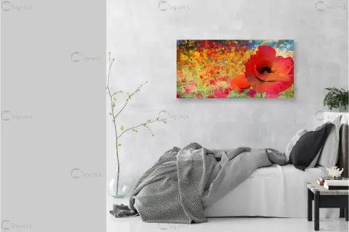 פרחים - בתיה שגיא - תמונות לסלון מודרני אבסטרקט פרחוני ובוטני  - מק''ט: 70608