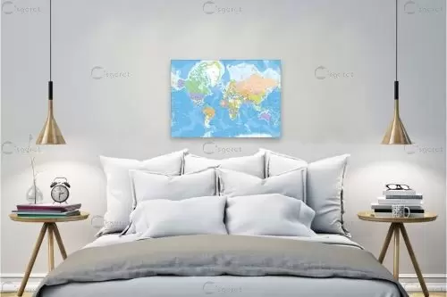 מפת העולם בעברית - מדינית - מפות העולם -  - מק''ט: 357705
