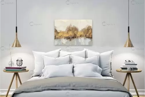 השתקפות מוזהבת בנהר – Silvia Vassileva | תמונה לקיר בסגנון כפרי