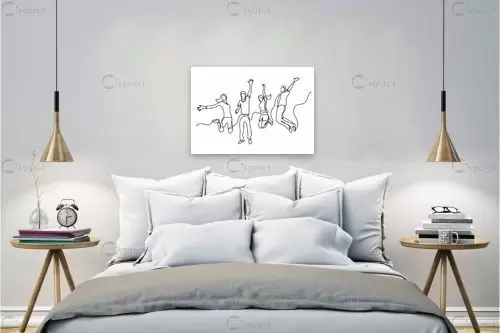 משפחה זאת שמחה ציור בקו אחד – Artpicked Modern | תמונה לקיר בסגנון מינ