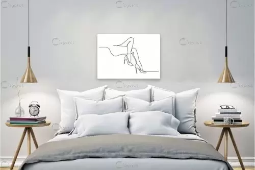 ברגליים חשופות ציור בקו - Artpicked Modern - תמונות לחדר שינה מינימליסטי ציור בקו אחד  - מק''ט: 376393