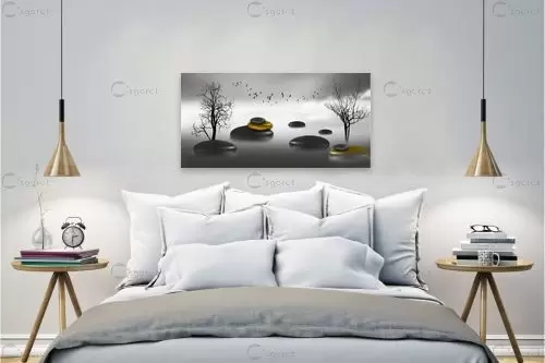 חלוקי נחל נורדי  מוזהב – Artpicked | תמונה לקיר בסגנון מינימליסטי