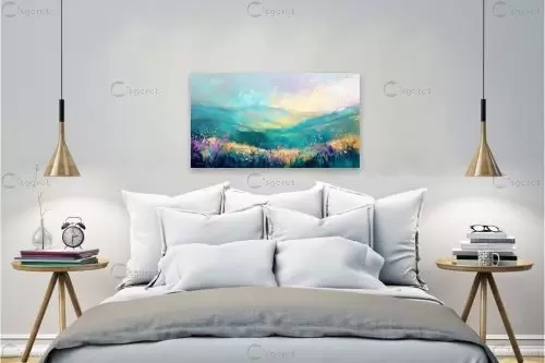 העמק הוא חלום - אורית גפני - תמונות צבעוניות לסלון אבסטרקט פרחוני ובוטני  - מק''ט: 465063