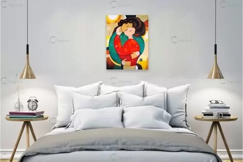 אהבה - נטליה ברברניק - תמונות זוגיות לחדר שינה איור רישום בצבע  - מק''ט: 122247