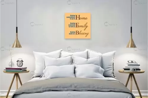 Home Family Blessing - מסגרת עיצובים - מדבקות קיר משפטי השראה טיפוגרפיה דקורטיבית  - מק''ט: 240396
