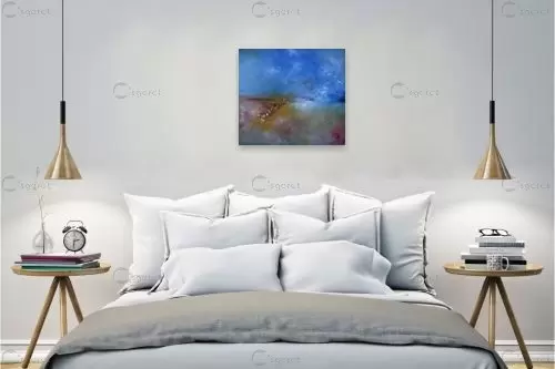 יציאה - חגי עמנואל - חדר שינה כחול עמוק ציורי שמן  - מק''ט: 247020