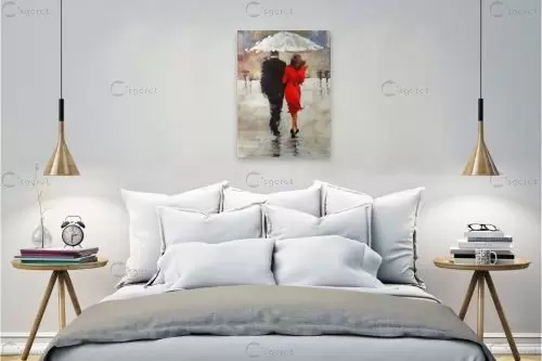 גשם - מריאנה קיידלוב - תמונות רומנטיות לחדר שינה מטריות  - מק''ט: 319270