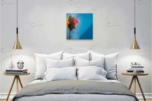 לבד - איש גורדון - חדר שינה כחול עמוק אבסטרקט פרחוני ובוטני תמונות לסטים בסגנון טבע ובוטני  - מק''ט: 319893