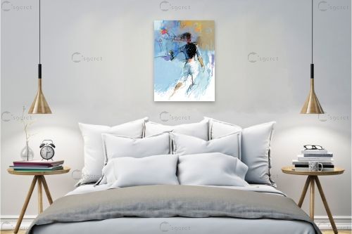 קדושה - איש גורדון - חדר שינה בסגנון אקלקטי איור רישום בצבע  - מק''ט: 333353