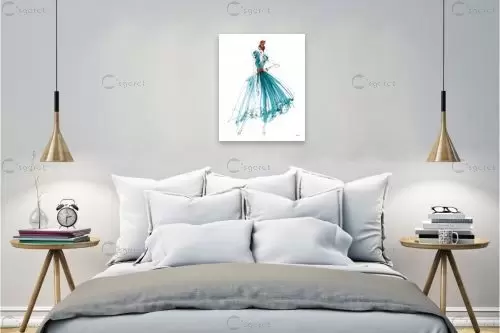 אשה בשמלה כחולה - Anne Tavoletti - תמונות לסלון רגוע ונעים סטים בסגנון מודרני  - מק''ט: 364086