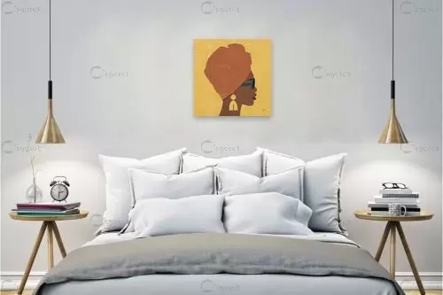 אפריקאית עם עגיל צהוב - Moira Hershey - חדר שינה בסגנון אקלקטי סטים בסגנון מודרני  - מק''ט: 364093