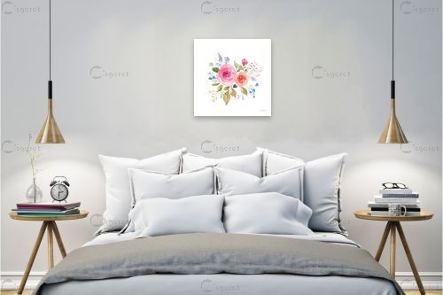 פרחי וינטג עדינים - Danhui Nai - תמונות לסלון רגוע ונעים איור רישום בצבע  - מק''ט: 390001