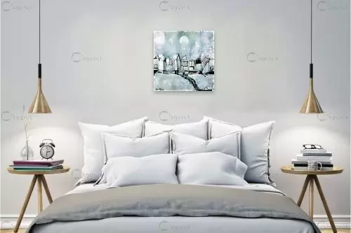 היופי בלבן - בן רוטמן - תמונות אורבניות לסלון איור רישום בצבע  - מק''ט: 402251