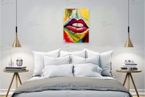 שפתיים - אילה ארויו - תמונות רומנטיות לחדר שינה ציורי שמן  - מק''ט: 464559
