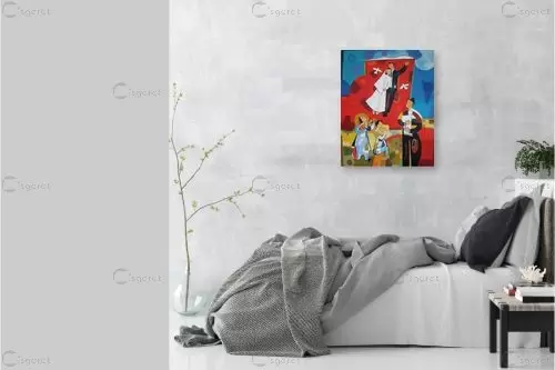 אהבה מהשמים - נטליה ברברניק - תמונות זוגיות לחדר שינה איור רישום בצבע  - מק''ט: 122242
