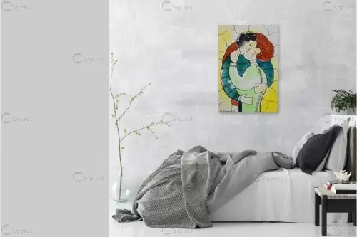 נשיקה - נטליה ברברניק - תמונות רומנטיות לחדר שינה איור רישום בצבע  - מק''ט: 122245