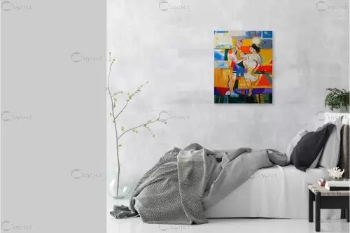בילוי מתחת לקרני השמש - נטליה ברברניק - תמונות רומנטיות לחדר שינה איור רישום בצבע  - מק''ט: 122254