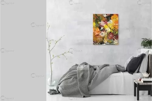 זר נוריות - חגי עמנואל - תמונות צבעוניות לחדר שינה ציורי שמן  - מק''ט: 164698