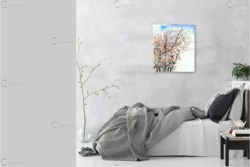 ענפי שקדיה - חיה וייט - תמונות לסלון רגוע ונעים צבעי מים הנמכרות ביותר  - מק''ט: 229906