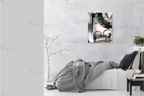 שחור לבן אדום עיגולים II - Sue Schlabach - תמונות אורבניות לסלון אבסטרקט מודרני סטים בסגנון מודרני  - מק''ט: 363723