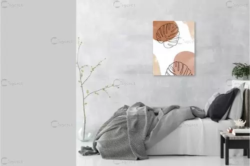 עלי מונסטרה - כרמל קאי מנריקז - תמונות לסלון רגוע ונעים תבניות של פרחים וצמחים  - מק''ט: 454666